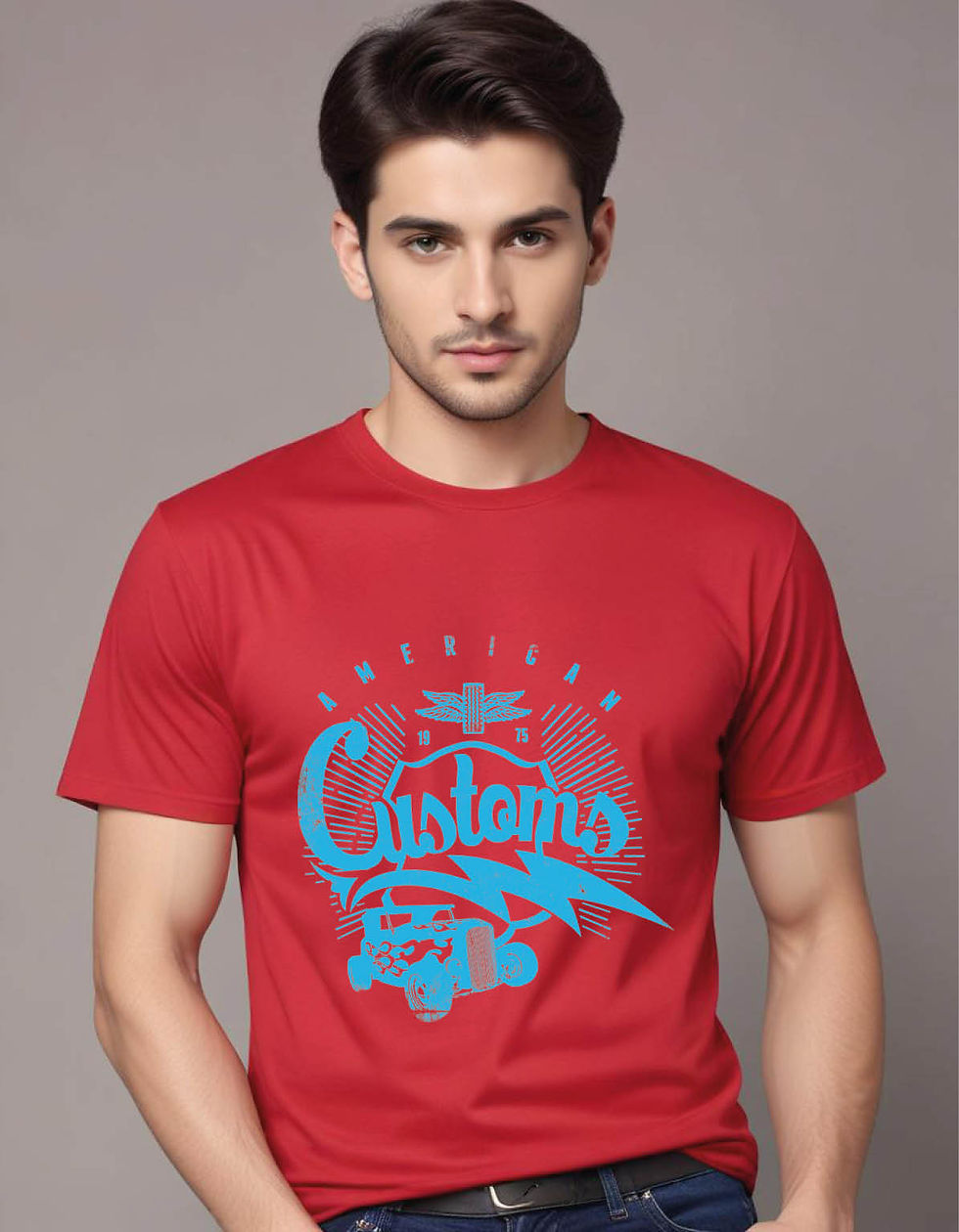 Thumbnail: american customs retro sport car mens printed graphic t shirt