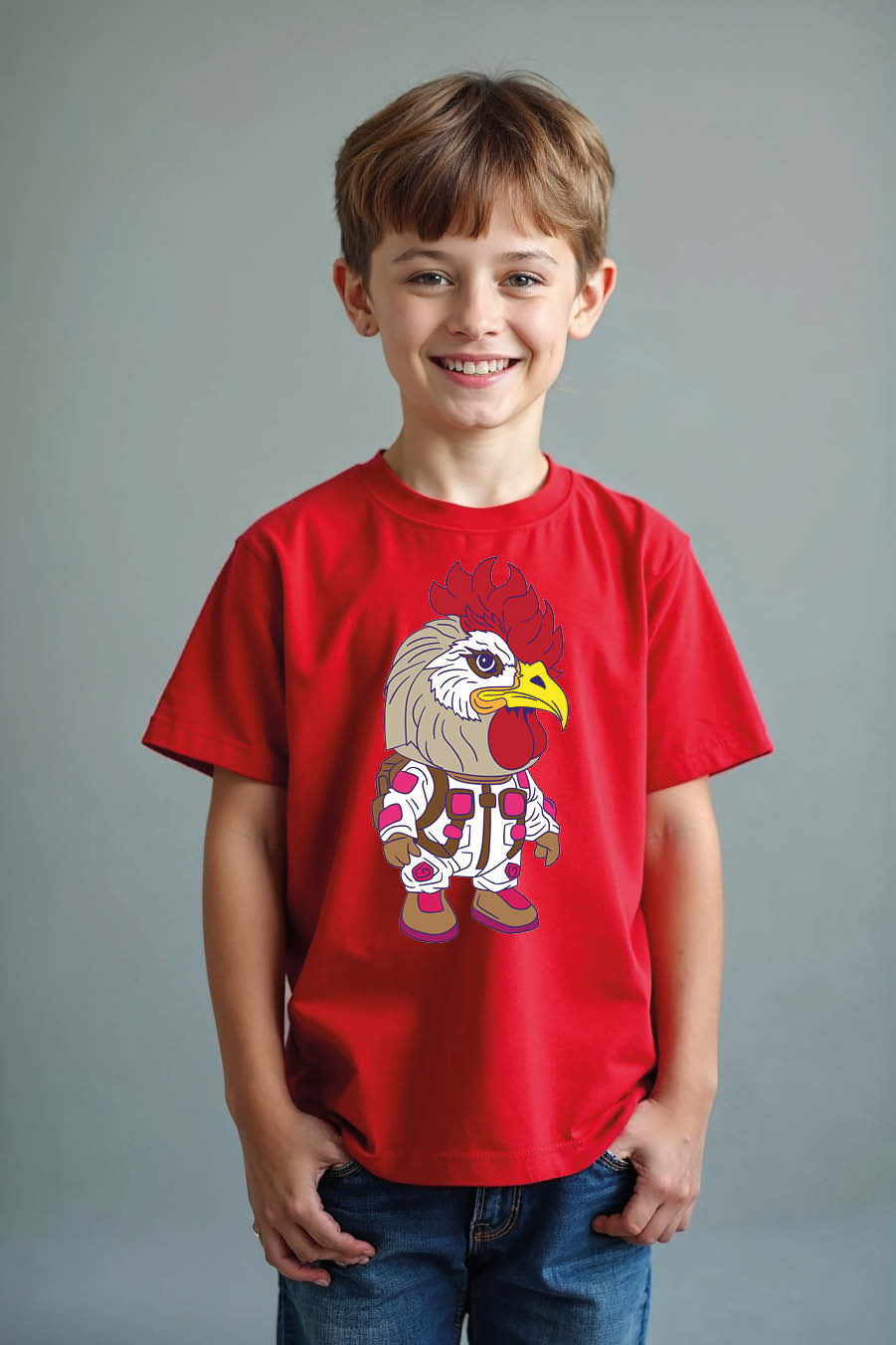 Stylish Chicken Hero Kids T-Shirt – Funky Rooster in Cool Outfit Graphic Stylish