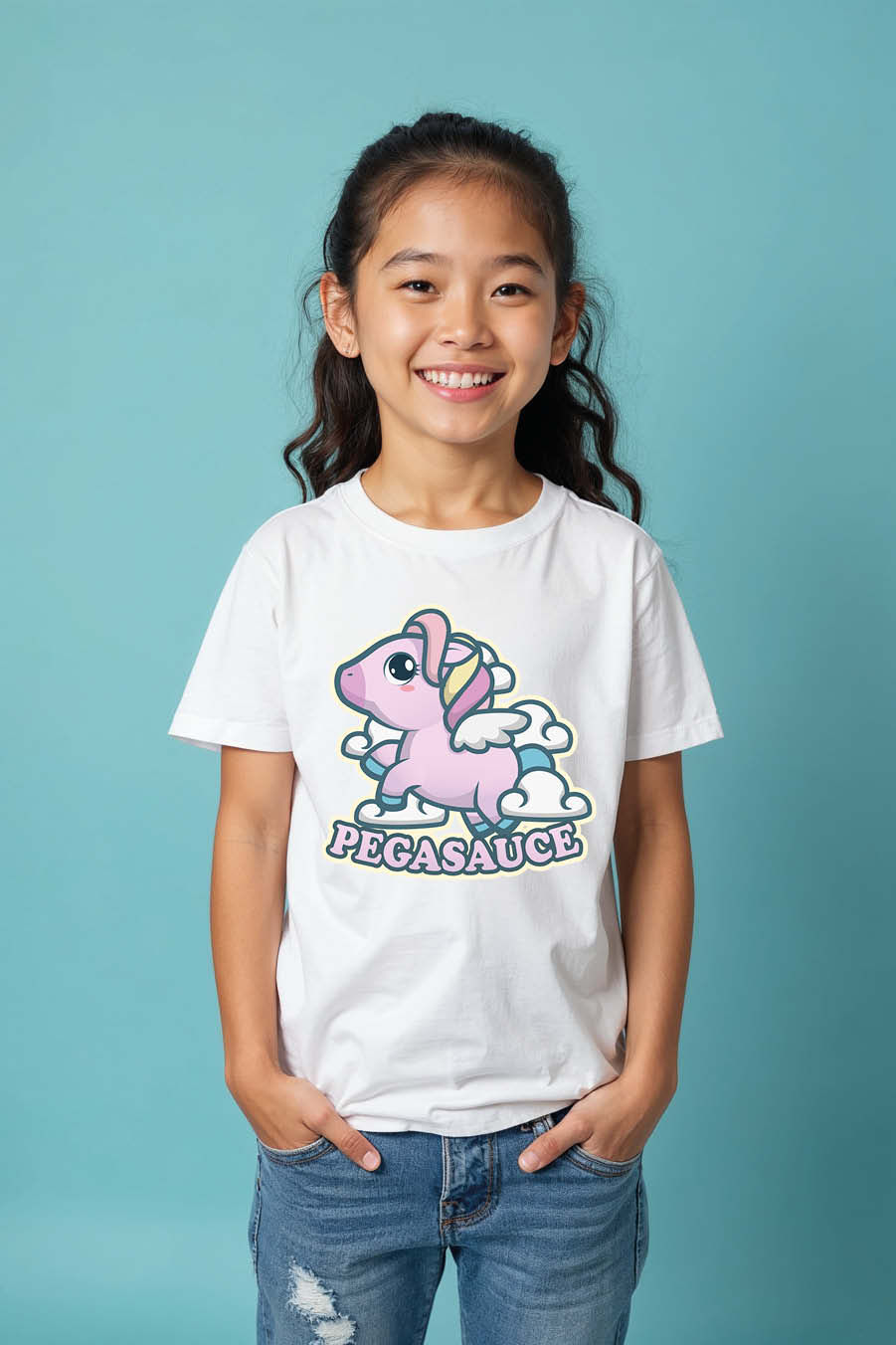 Thumbnail: Pegasauce Modern Stylish Kids Graphic T-Shirt – Illustration Print Design