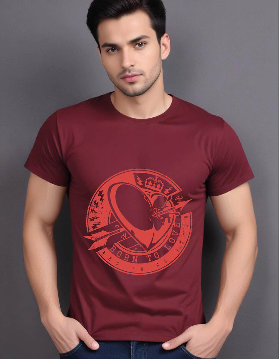 Thumbnail: born love bloody heart mens printed graphic t shirt
