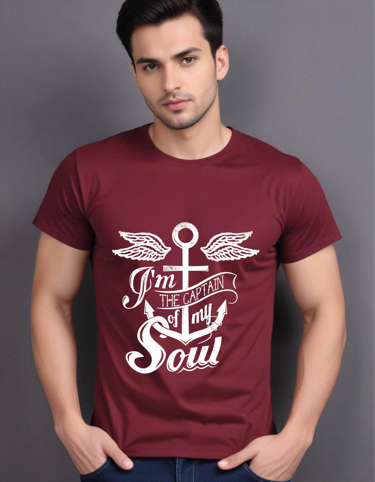 captain my soul winged anchor mens printed graphic t shirt