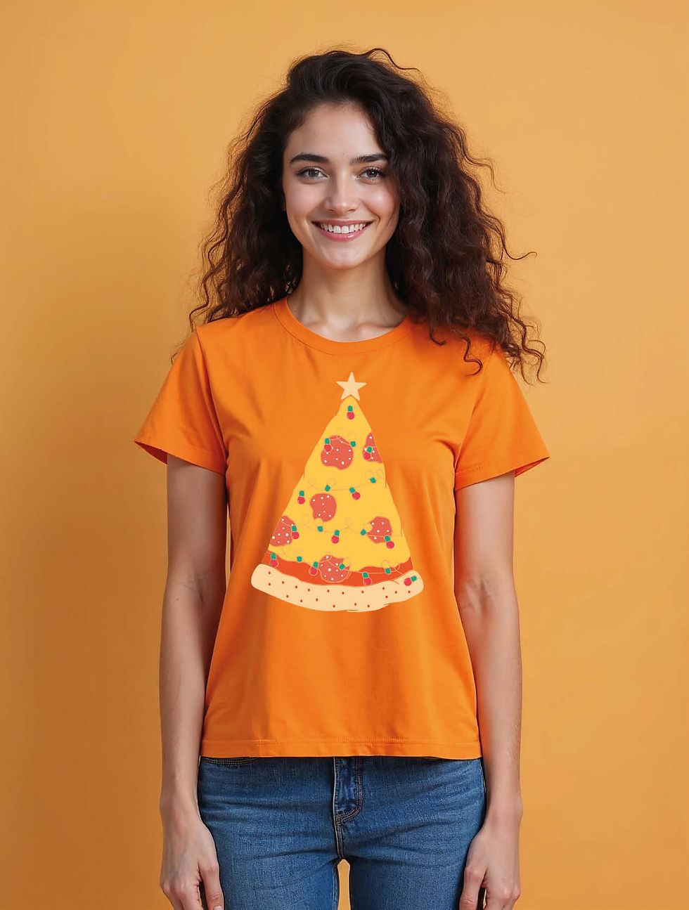 Thumbnail: Funny Pizza Christmas Modern Women’s Printed Graphic Streetwear T-Shirt