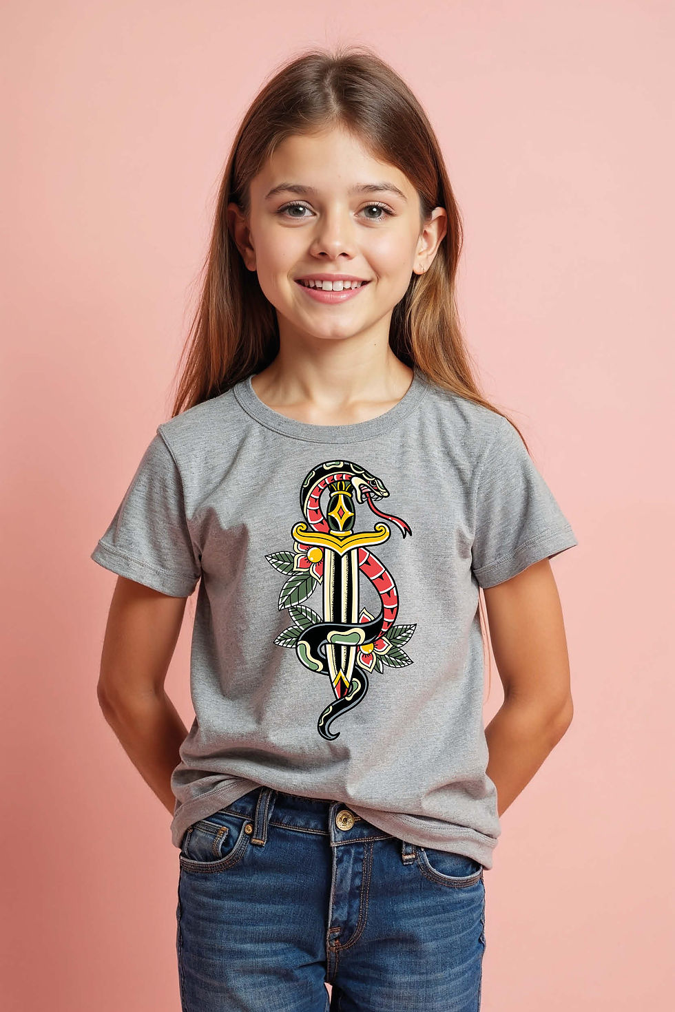 Thumbnail: Snake and Sword Graphic Kids T-Shirt – Cool Warrior Art Tee for Boys & Girls