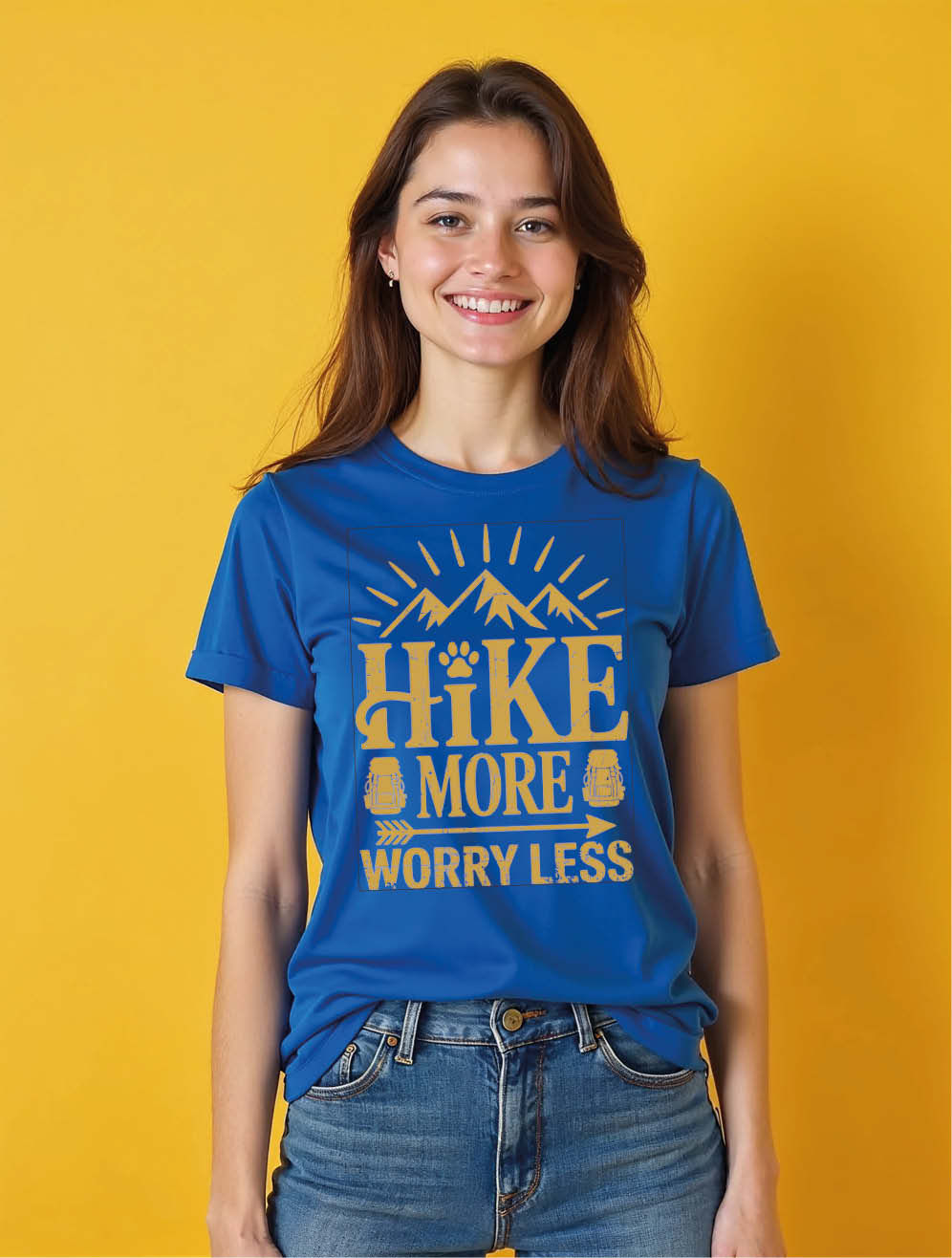 Hike more worry less Cool Women’s Graphic T-Shirt – Premium Quality