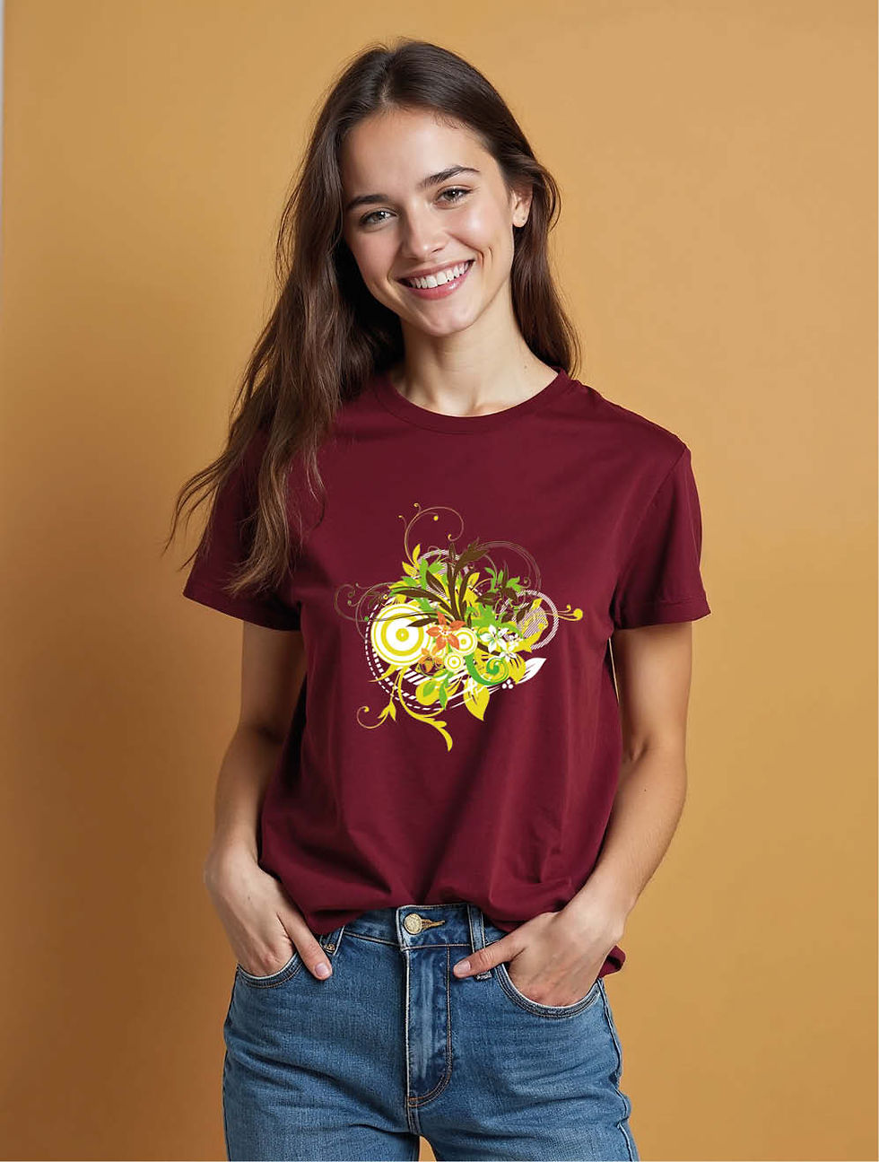 Abstract Lime Green and Yellow Floral Stylish Women’s Printed Graphic t shirt