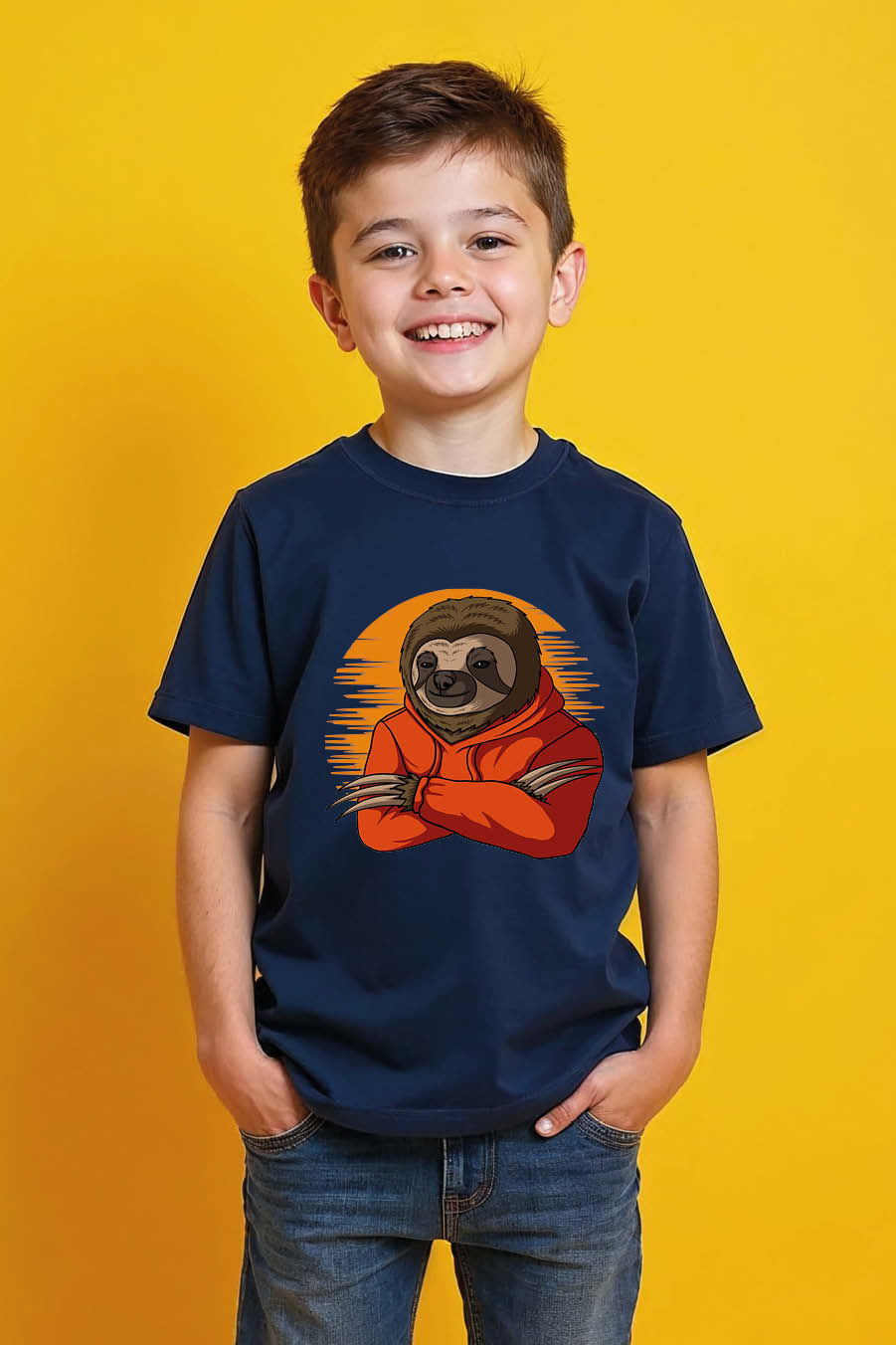 Cool Sloth Trendy Cute Kids Typography T-Shirt – Drawing Print Design