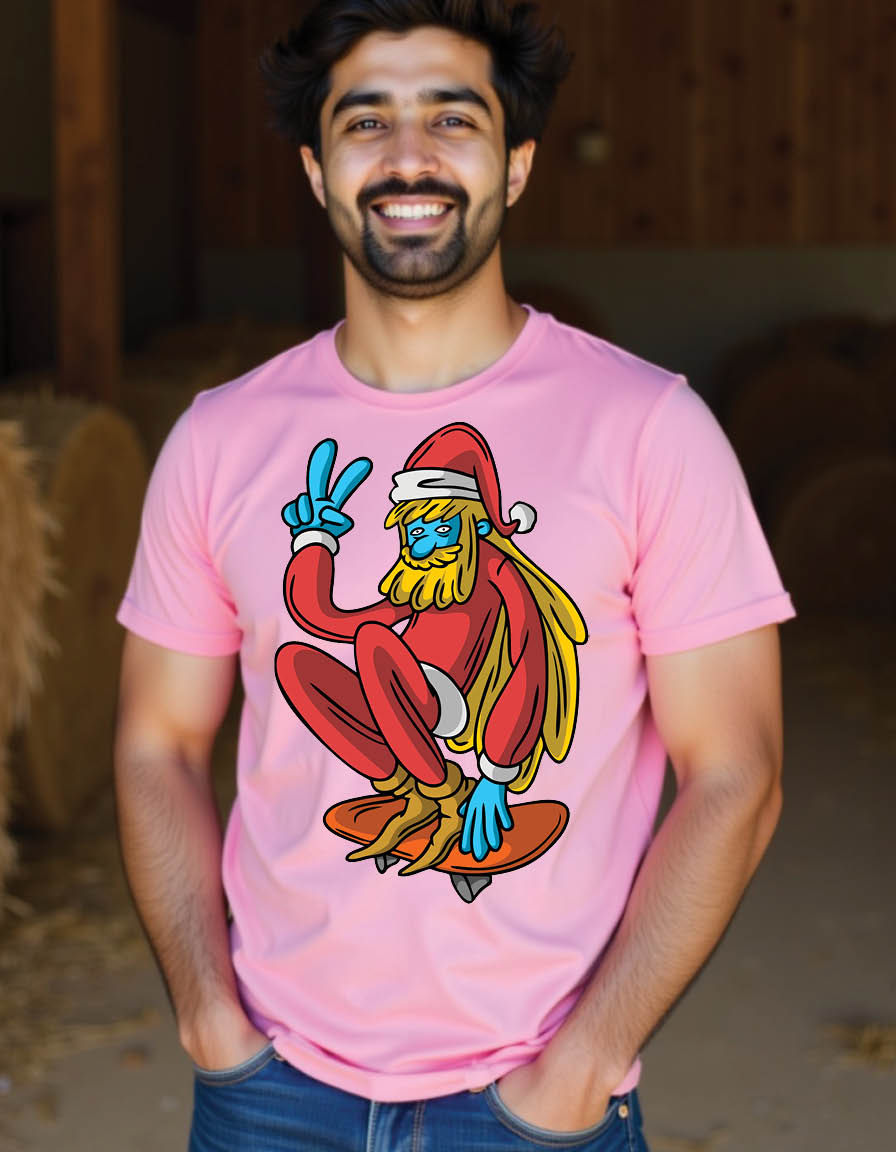 Thumbnail: happy santa package hand drawn style mens printed graphic t shirt