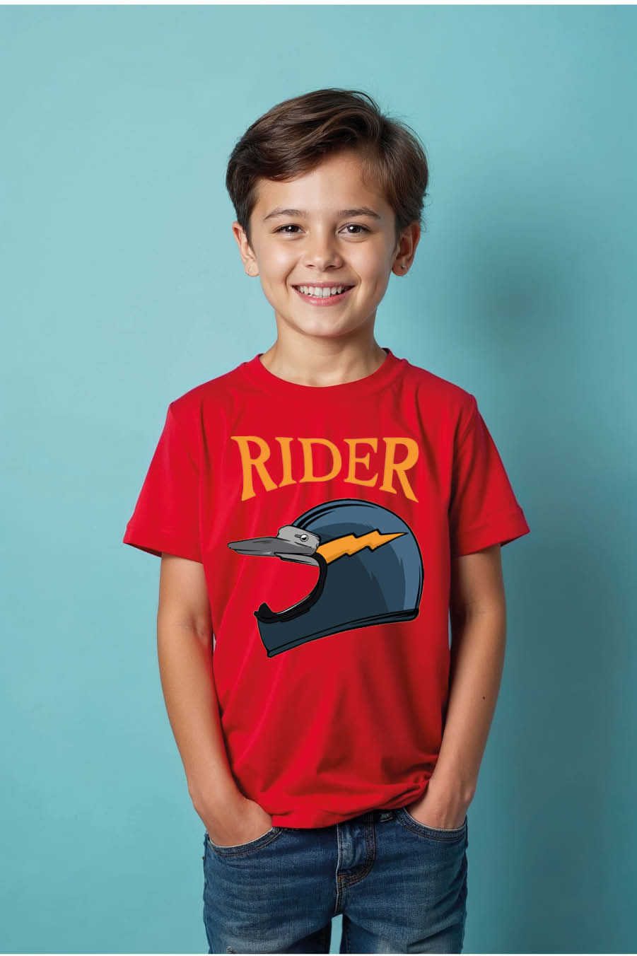 Thumbnail: rider Fashion Kids Graphic Tee – Illustration Print Design for Boys & Girls