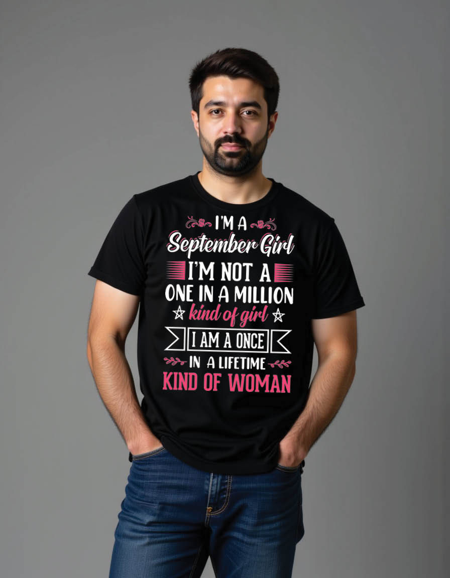 Thumbnail: september quotes typographic mens printed graphic t shirt