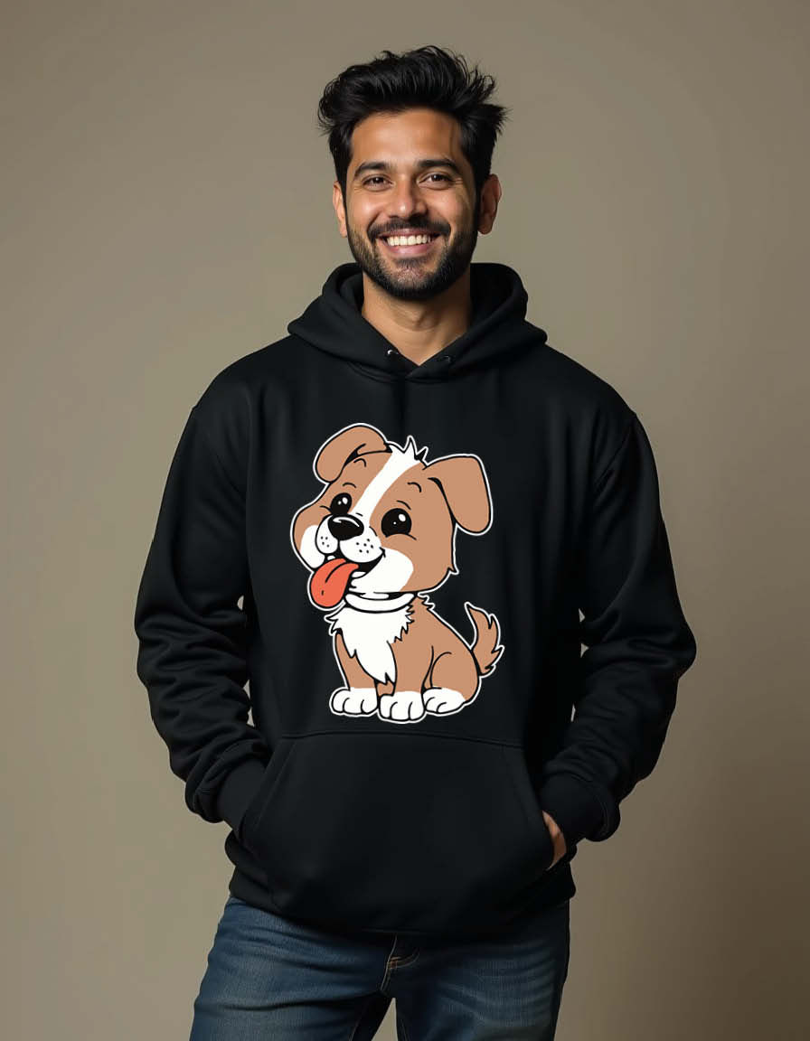Thumbnail: Happy Puppy Classic Unisex Graphic Printed Hoodies for mens & womens