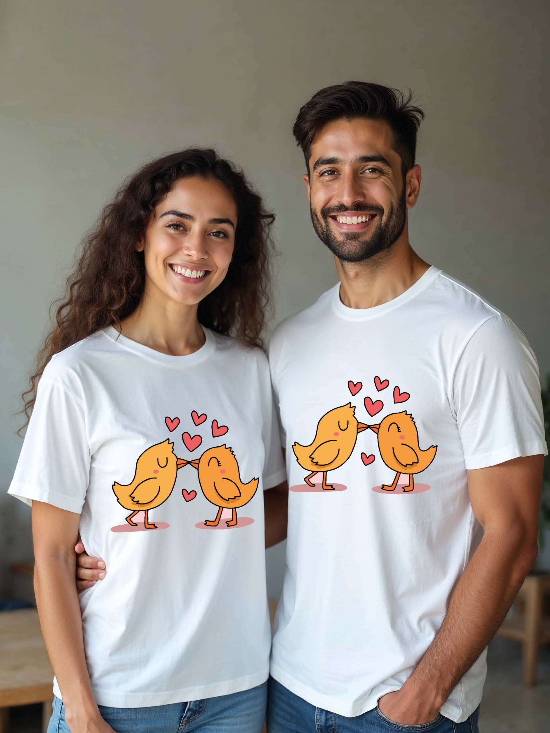 Romantic Cartoon Couple Matching Tee Lovers Edition – Fast Delivery