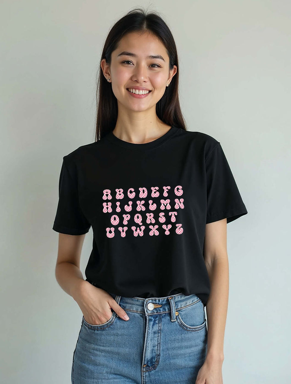 Thumbnail: a to z english alphabets Casual Women’s Printed Graphic Streetwear T-Shirt