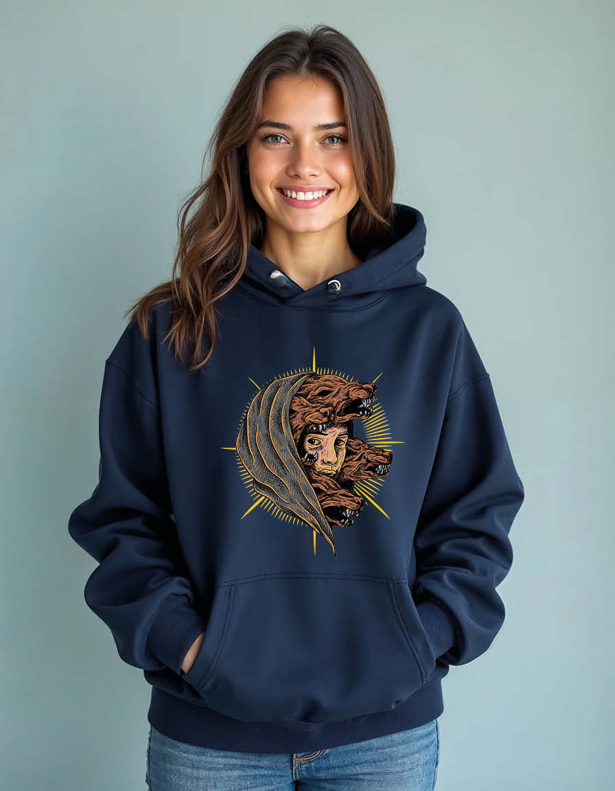 Thumbnail: Girls with deer Unisex Printed Graphic Hoodies