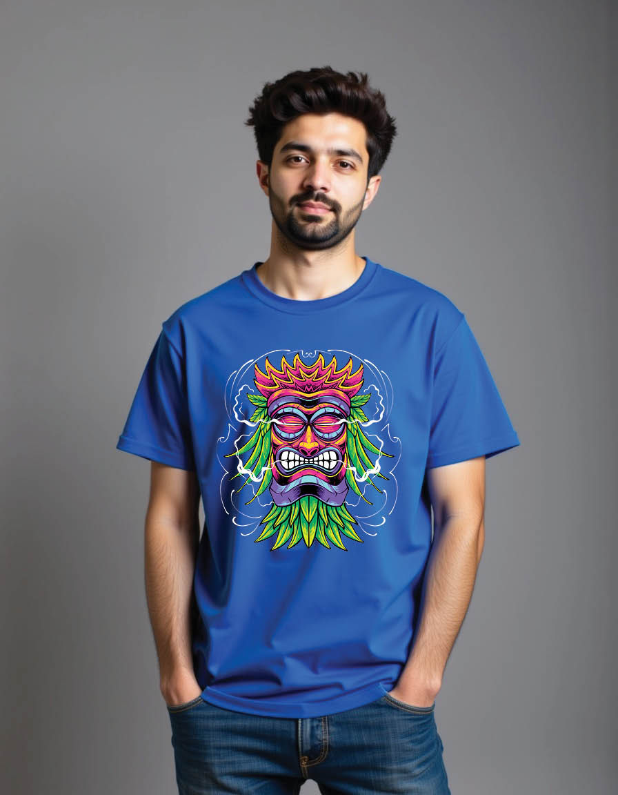 colorful tiki masks mens printed graphic t shirt