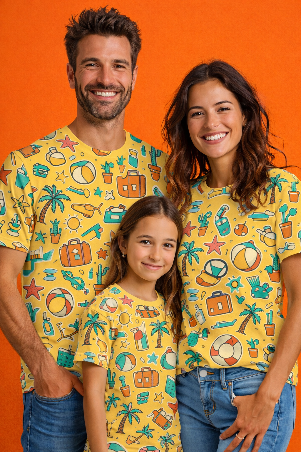 Summer vibes with family matching printed tees pack of 3