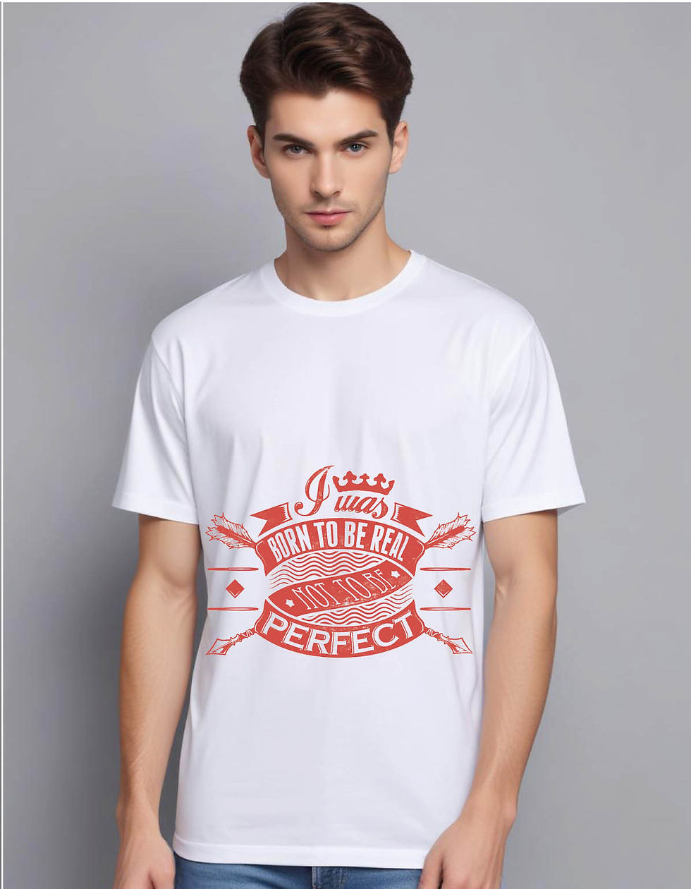 Thumbnail: i was born be real be perfect mens printed graphic t shirt