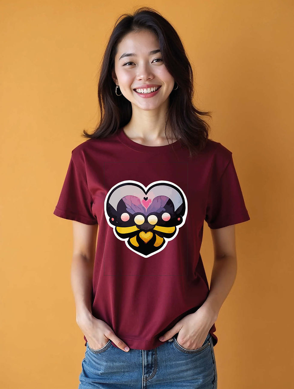 Thumbnail: Stylized Bumblebee Heart Chic Women’s Graphic T-Shirt – Shop Now
