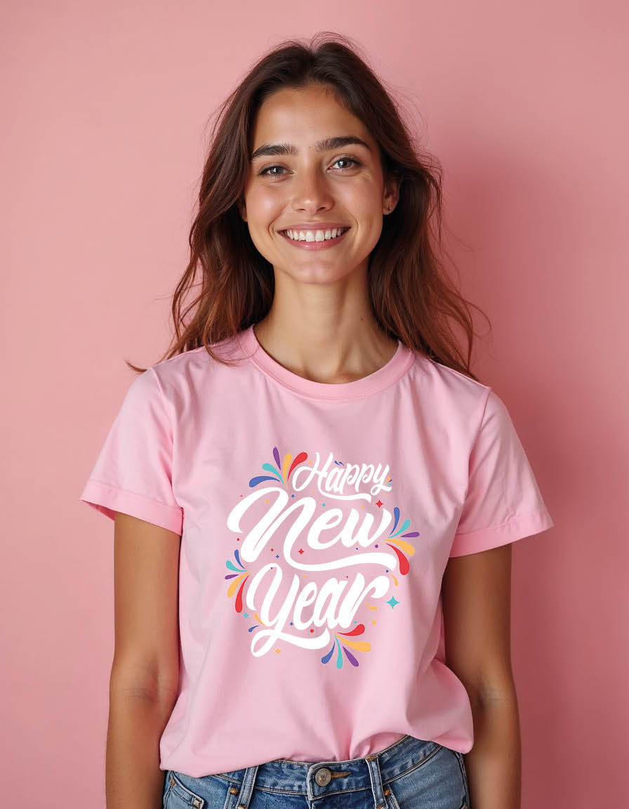 Thumbnail: Happy new year Unisex printed graphic t shirt