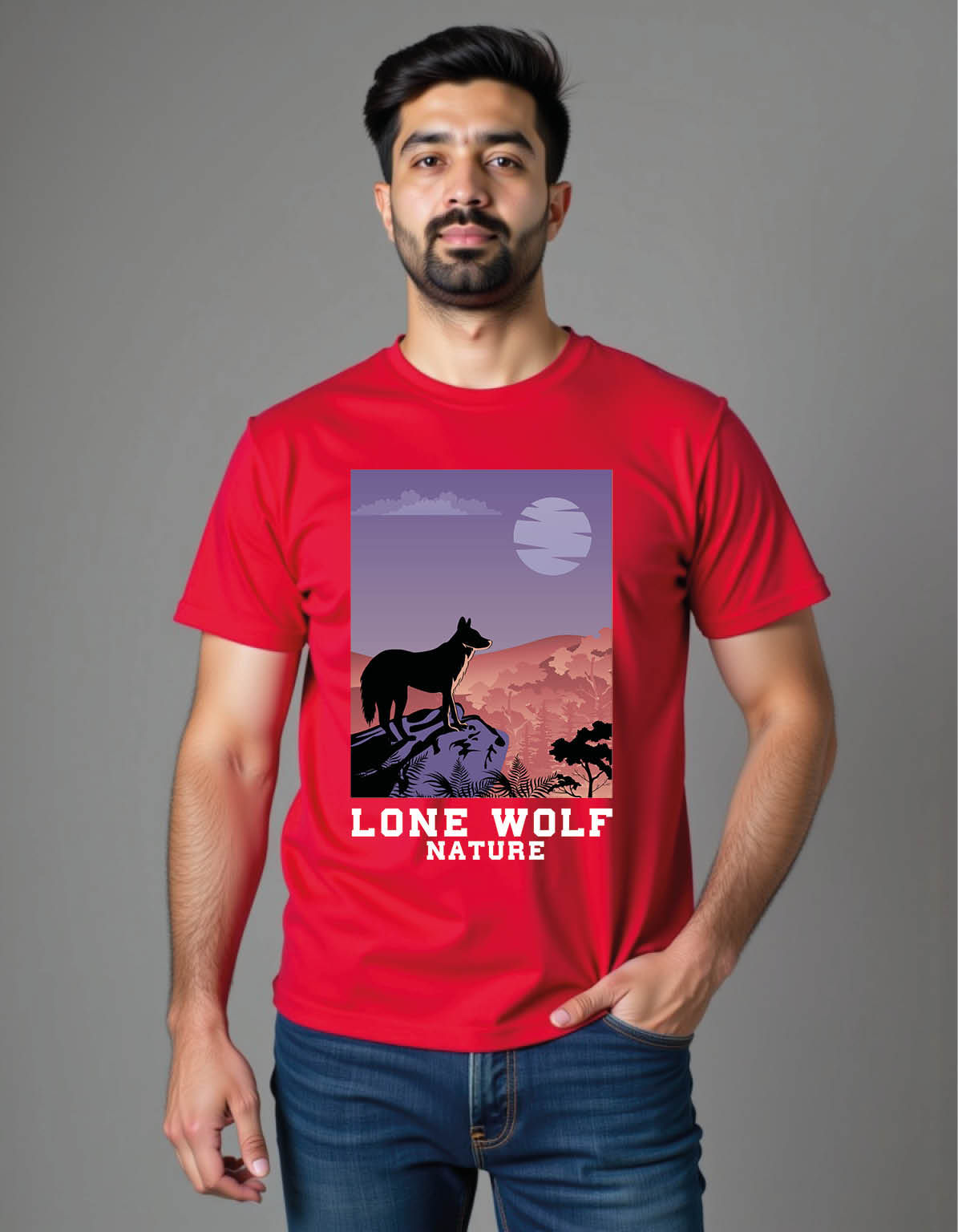 lone wolf nature vintage mens printed graphic t shirt