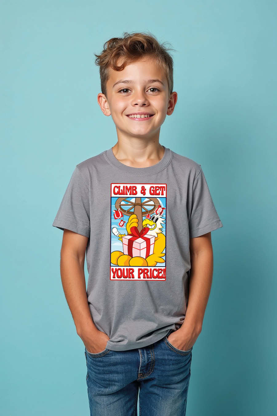Thumbnail: Climd Your Price Trendy Typography Print T-Shirt for Kids – Illustration Print