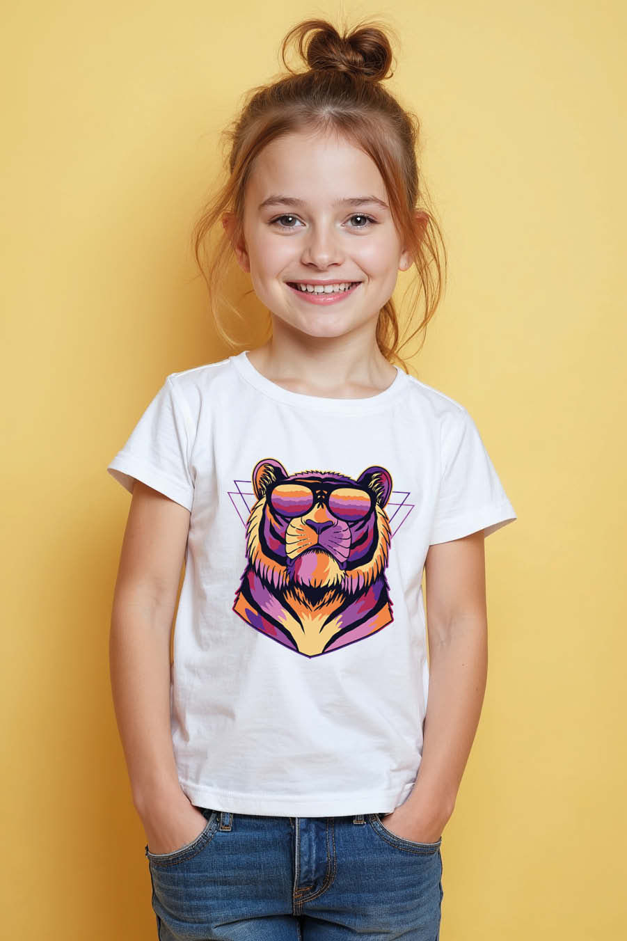 Retro Tiger Sunglasses T-ShirtPlayful Kids Printed T-Shirt – Graphic Print