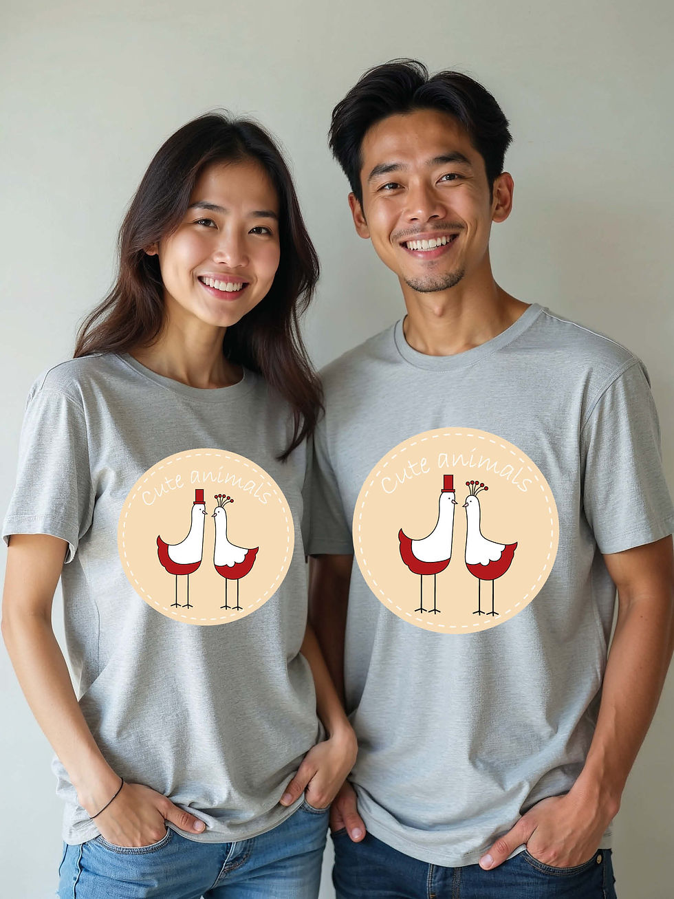 Thumbnail: Stylish Animal Couple T-Shirt Lovers Edition – Premium Quality