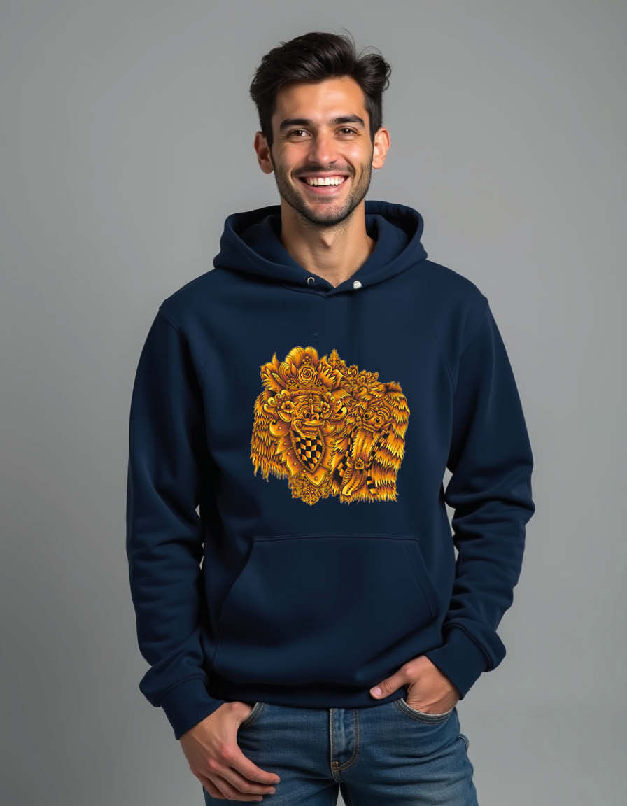 Thumbnail: Ornate Golden Lion Face Artwork Stylish Unisex Printed Graphic Hoodies
