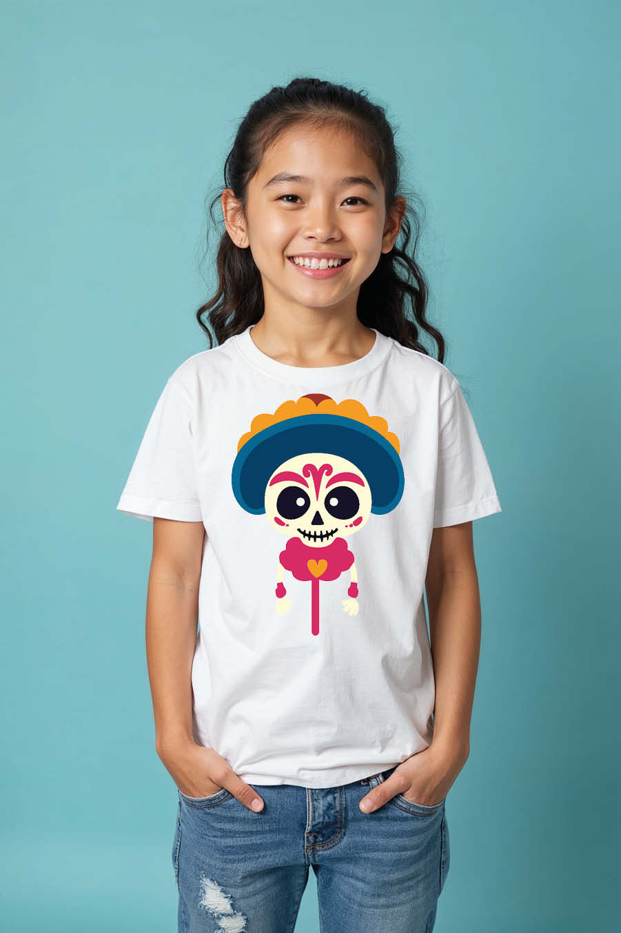 Thumbnail: Cute Cartoon Skull Kids T-Shirt – Adorable Unisex Graphic Tee for Boys & Girls
