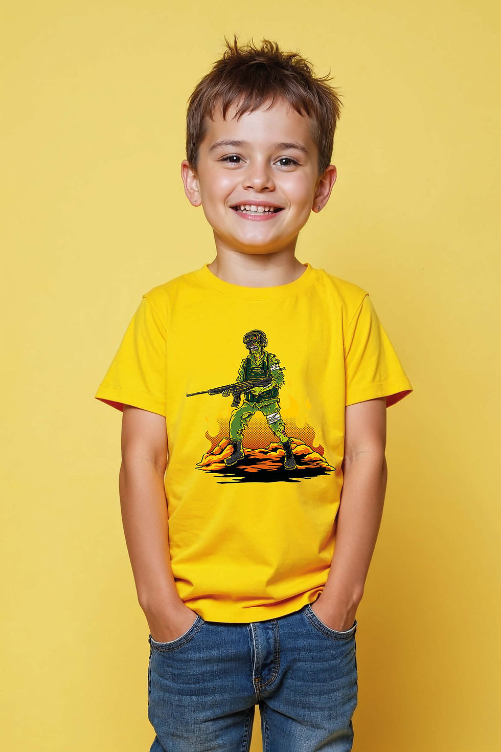 Thumbnail: Brave Soldier Graphic Kids T-Shirt – Army Hero Theme Tee for Boys & Girls