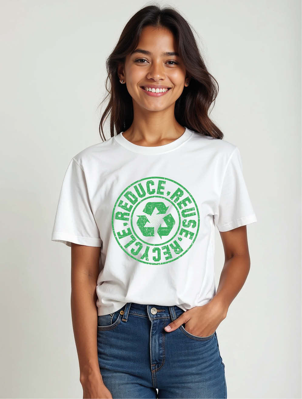 Reduce reuse recycle Trendy Women’s Typography T-Shirt – Sale