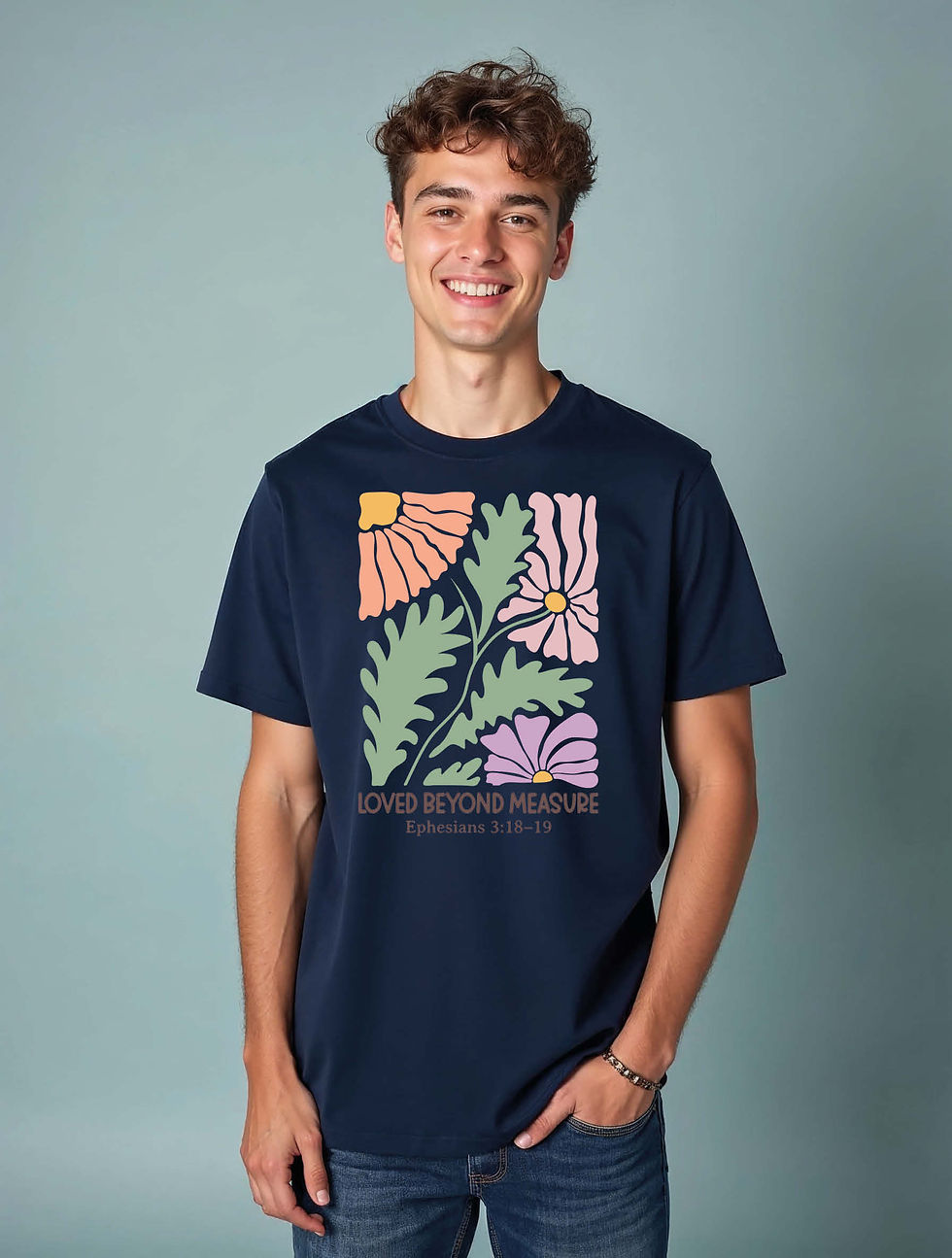 Thumbnail: loved beyond measure ephesians 3:18-19 Vintage Unisex Printed Graphic T-Shirt