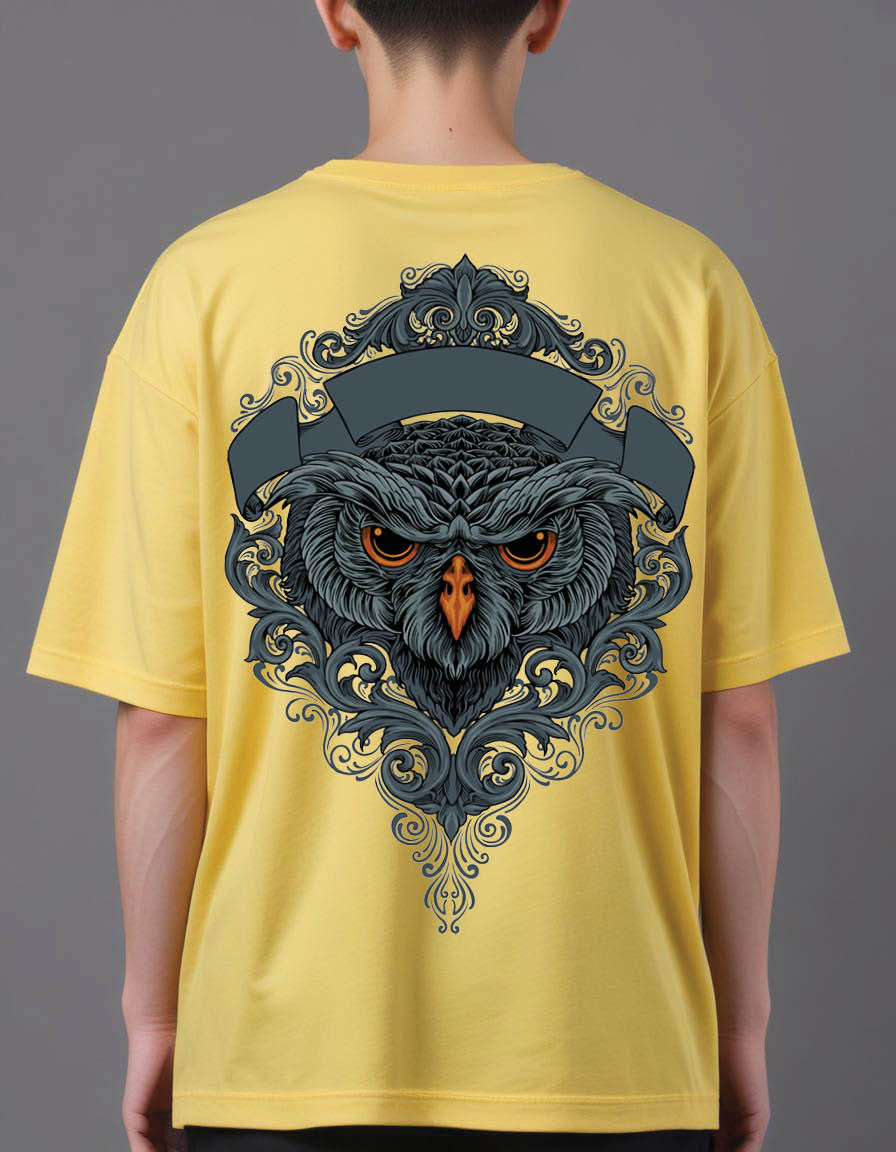 Thumbnail: mythical owl with ornament mens Oversized Printed t shirt