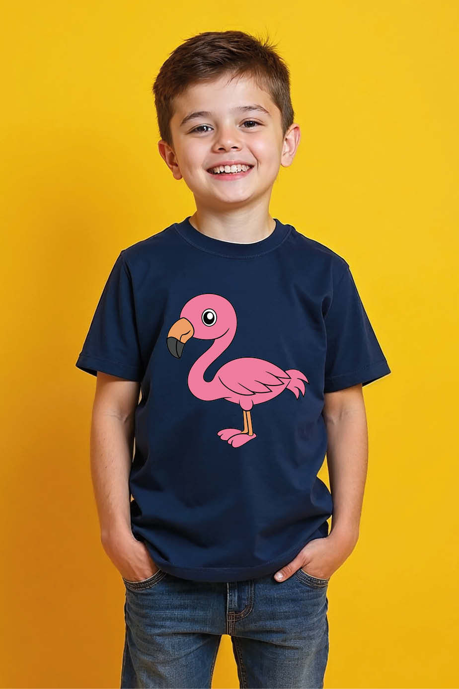 Thumbnail: Cute Pink Flamingo Kids Graphic T-Shirt Stylish Typography Print T-Shirt