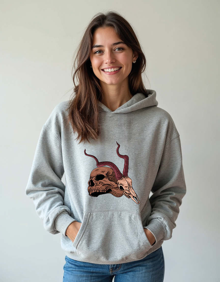 Thumbnail: Goat snake and skull Unisex Printed Graphic Hoodies