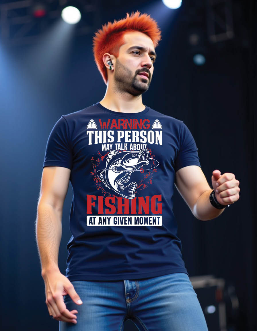 Thumbnail: warning this person may talk about fishing mens printed graphic t shirt