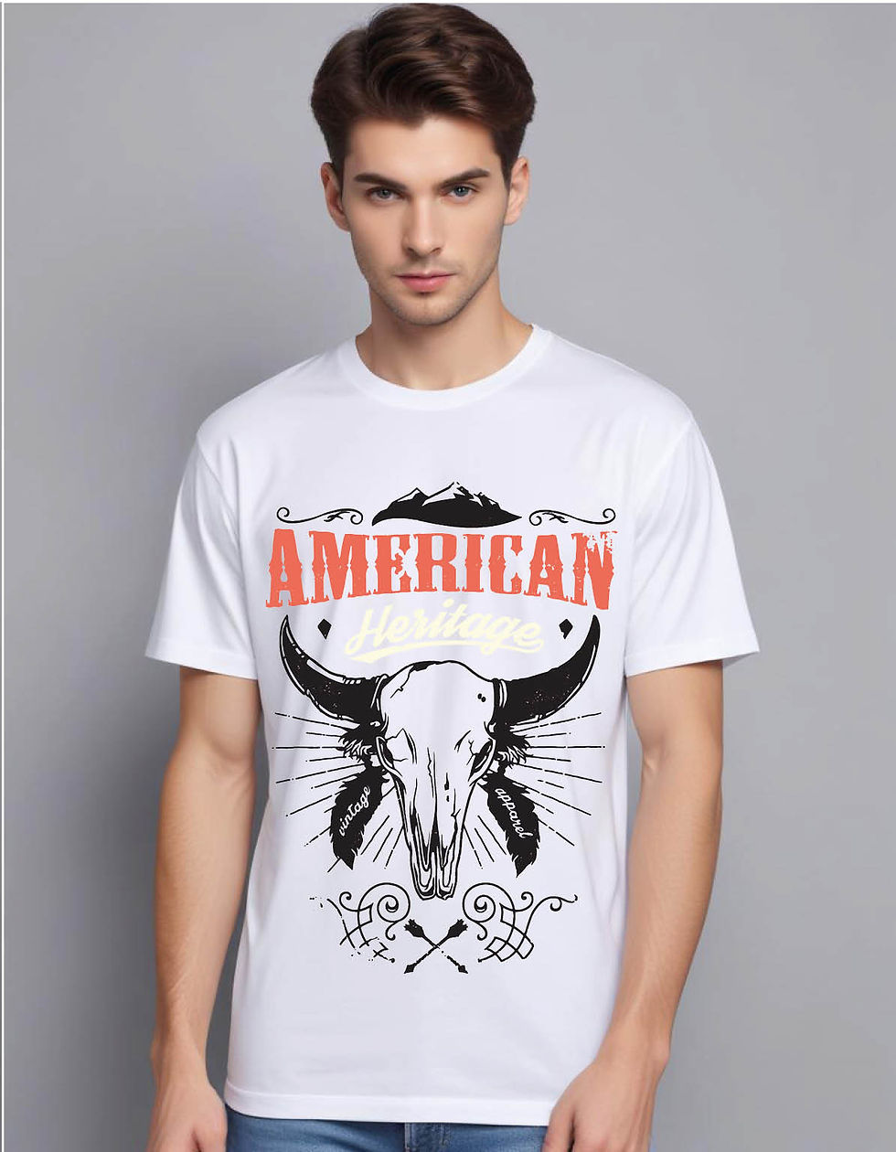 Thumbnail: american heritage animal skull mens printed graphic t shirt