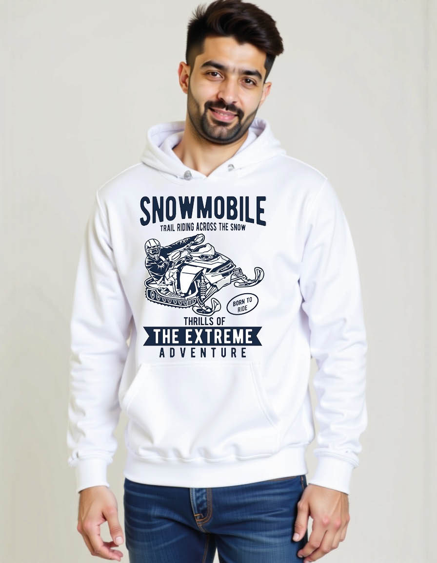 Thumbnail: snow mobile the extreme adventure Trendy Streetwear Men’s Printed Hoodies