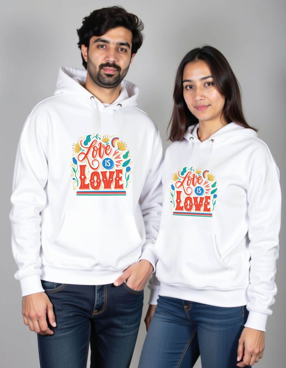 Thumbnail: love is love Casual Printed Graphic Couple Hoodies