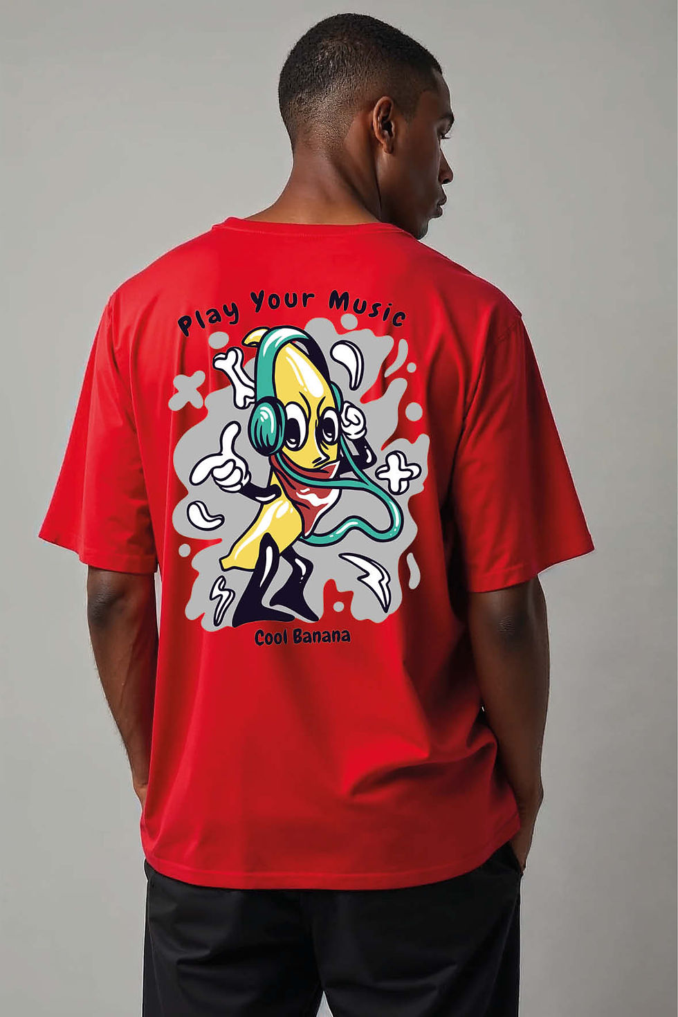 play your music cool banana Trendy Classic Unisex Oversized Drop Shoulder Tees