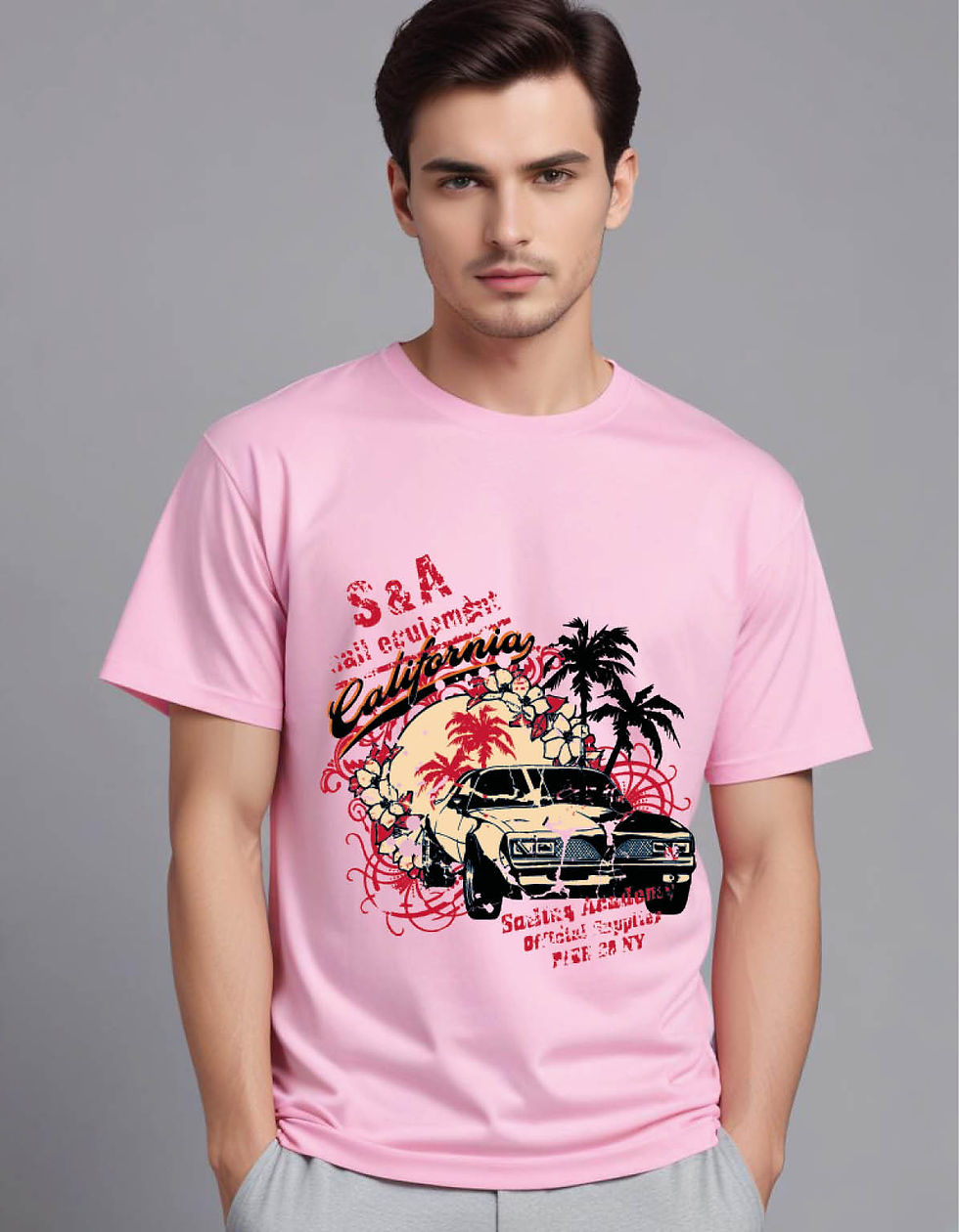 Thumbnail: california car tropical distressed mens printed graphic t shirt
