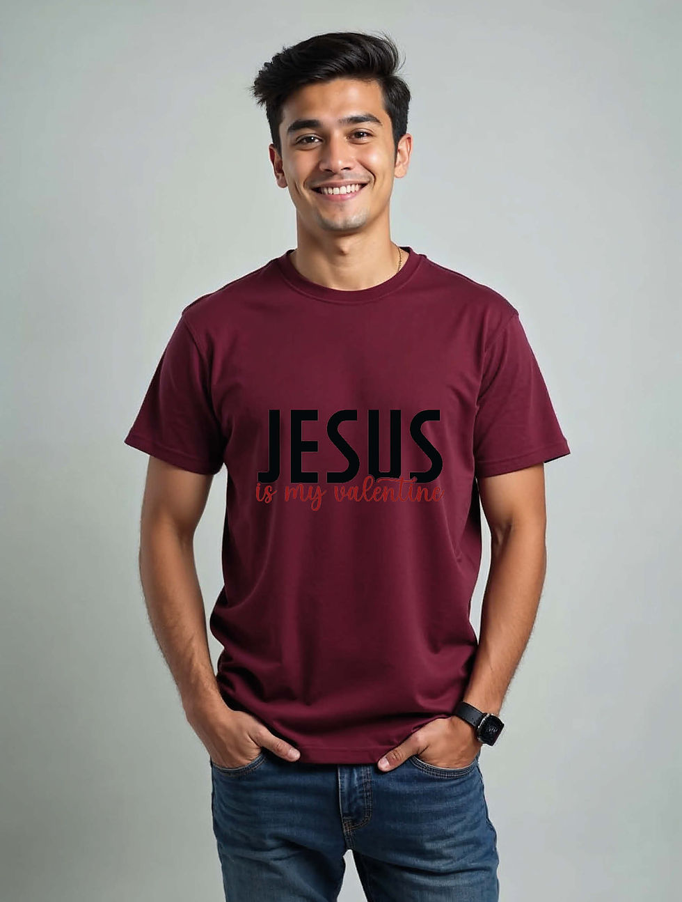 Thumbnail: jesus is my valentine Unisex Printed Graphic T-Shirt For Mens, Womens & Kids