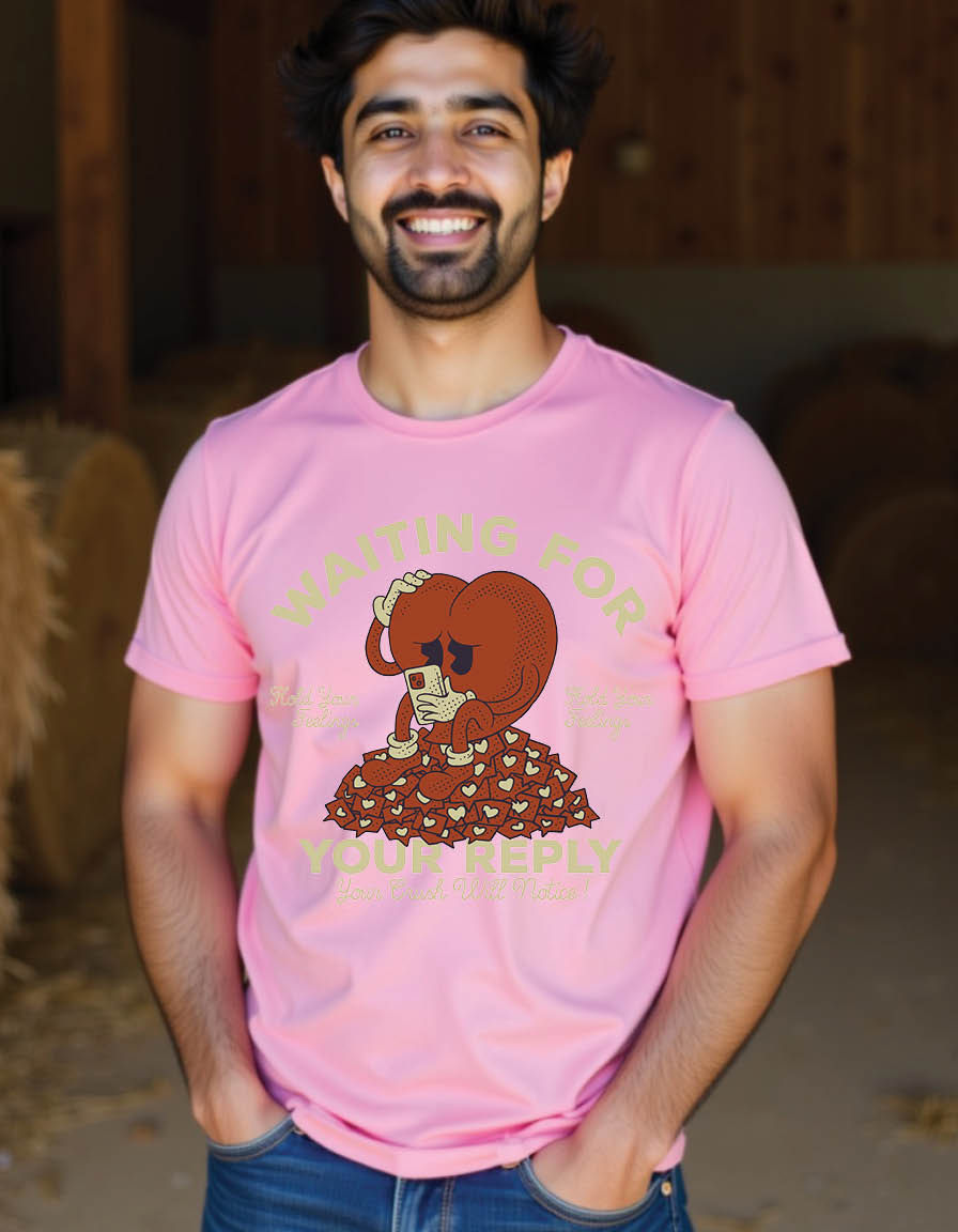 Thumbnail: cartoon emblem of worried heart mens printed graphic t shirts