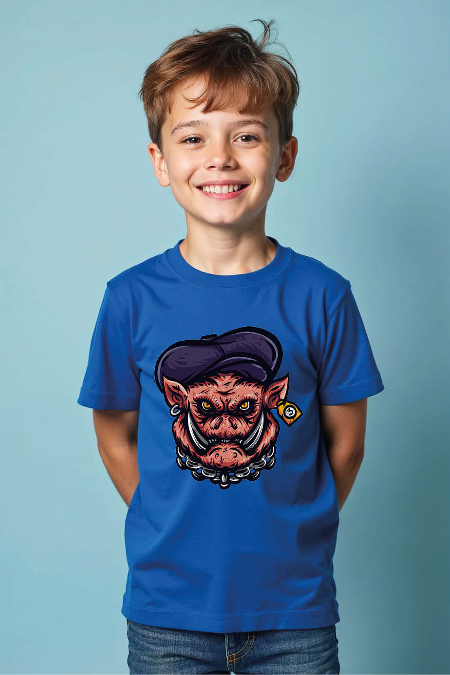 Thumbnail: Cool Monster Face Graphic T-Shirt for Kids – Trendy Unisex Tee for Boys & Girls
