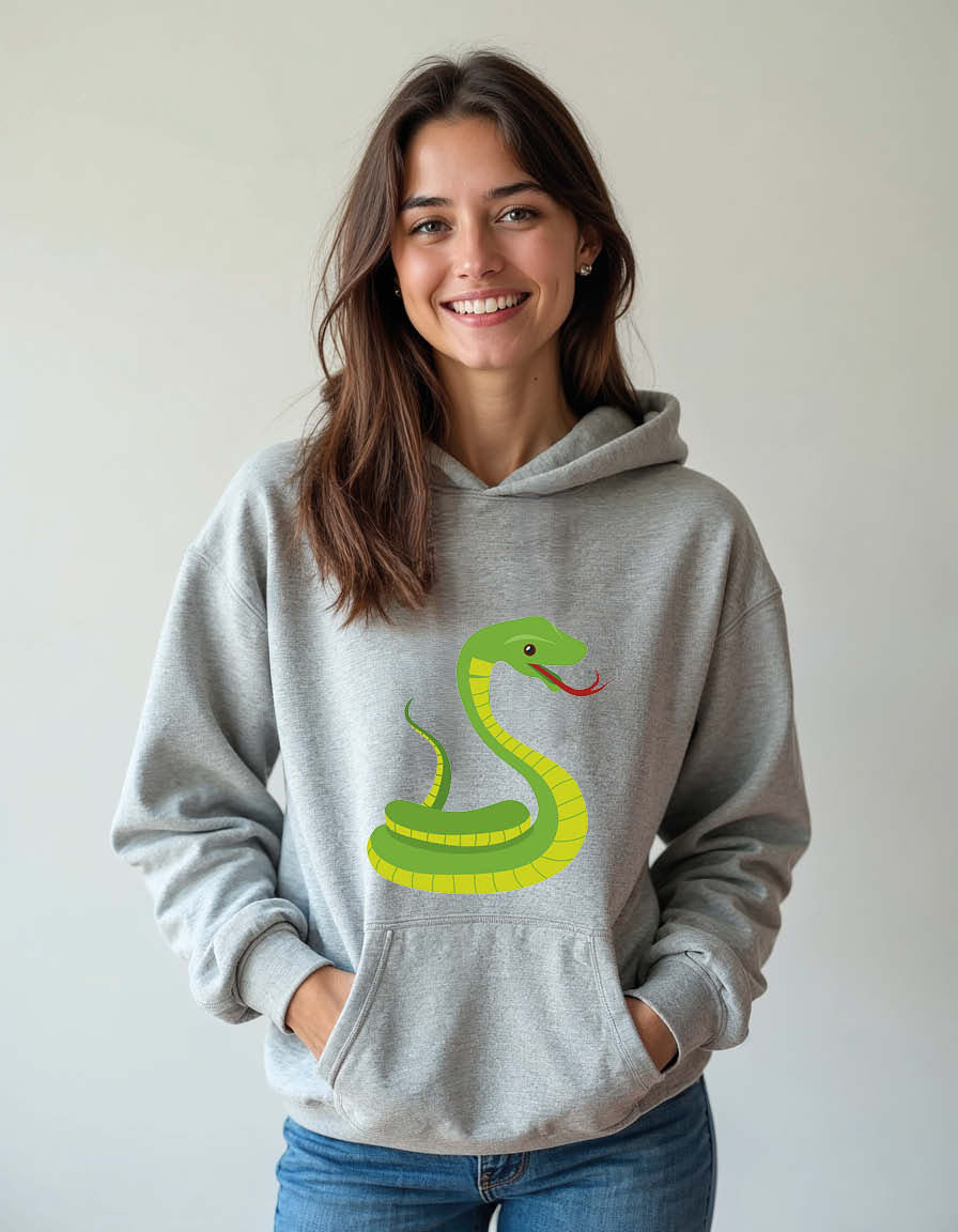 Thumbnail: Green Snake Casual Unisex Printed Graphic Hoodies For Men & Women