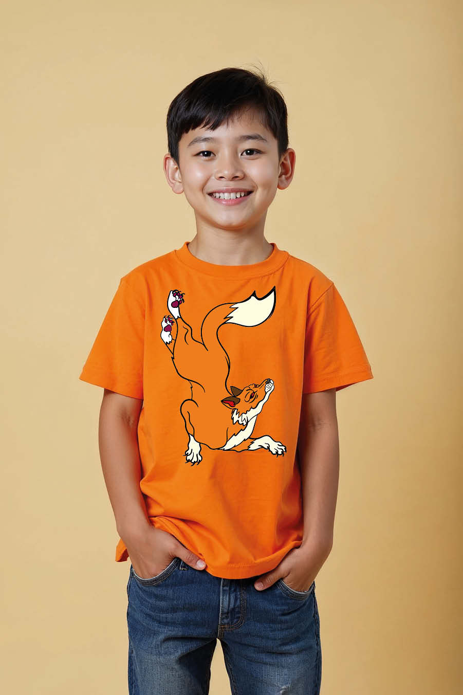 Thumbnail: Fox Doing a Handstand Graphic Cotton Cute Kids Typography T-Shirt