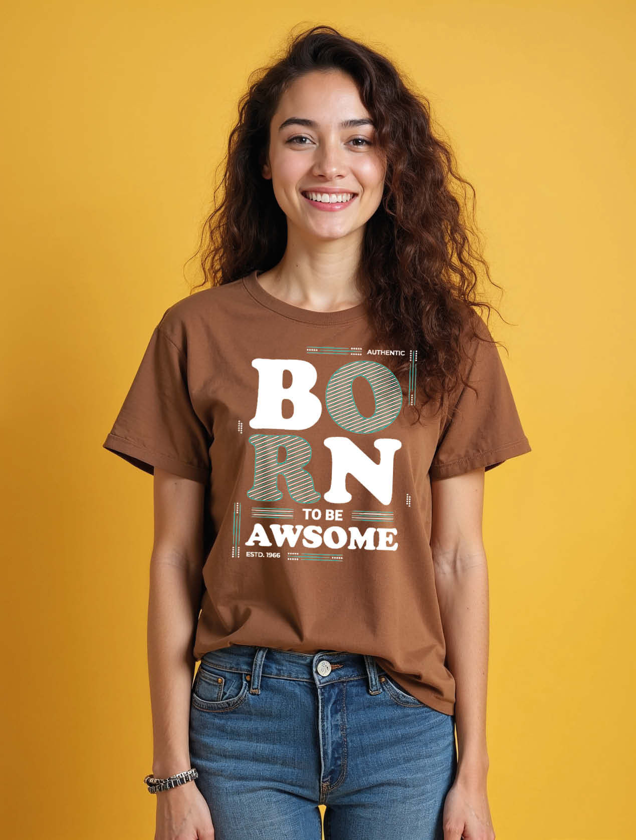 born to be awsome Classic Women’s Printed Graphic Streetwear T-Shirt