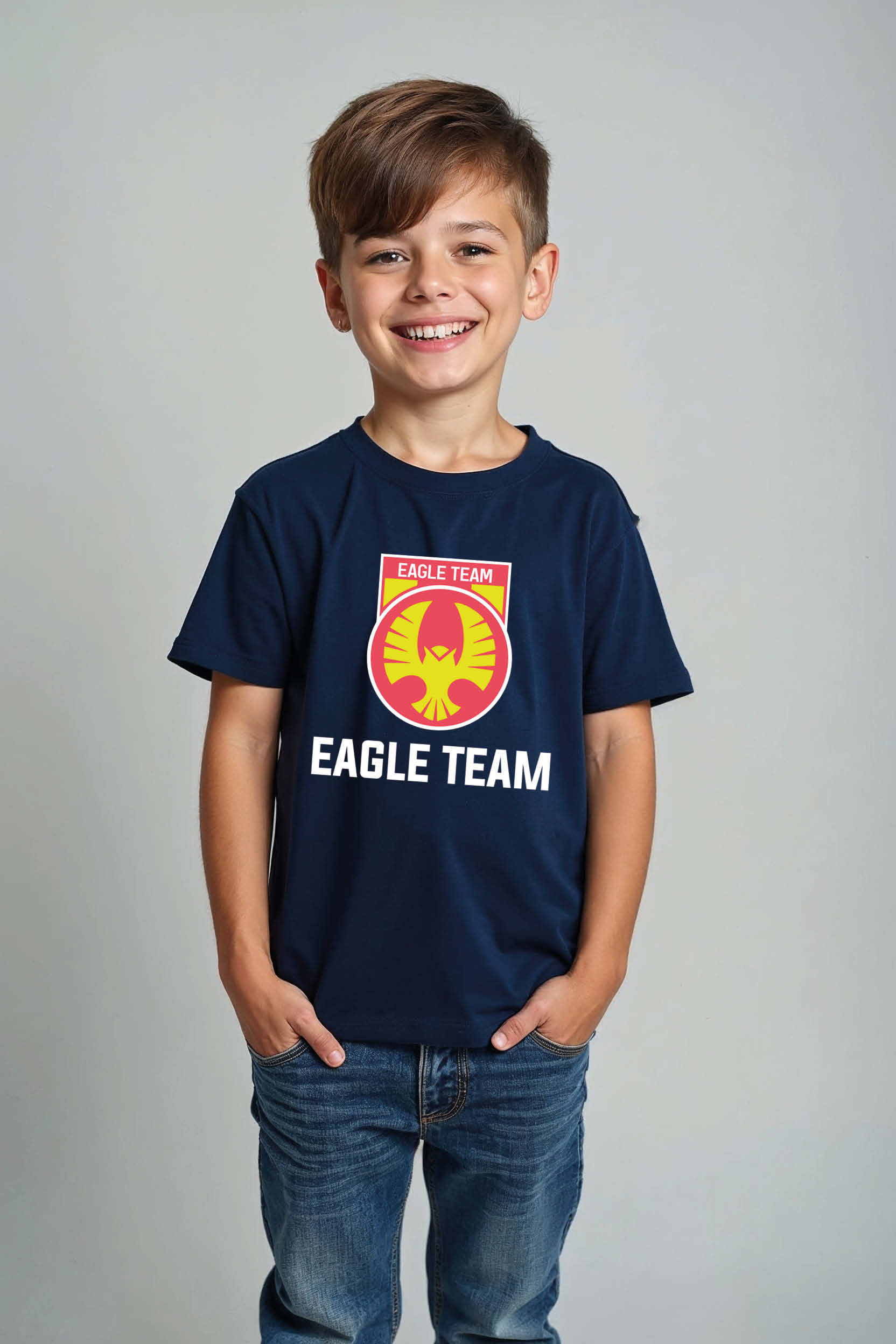 eagle team Trendy Cute Kids Typography T-Shirt – Space Print Design