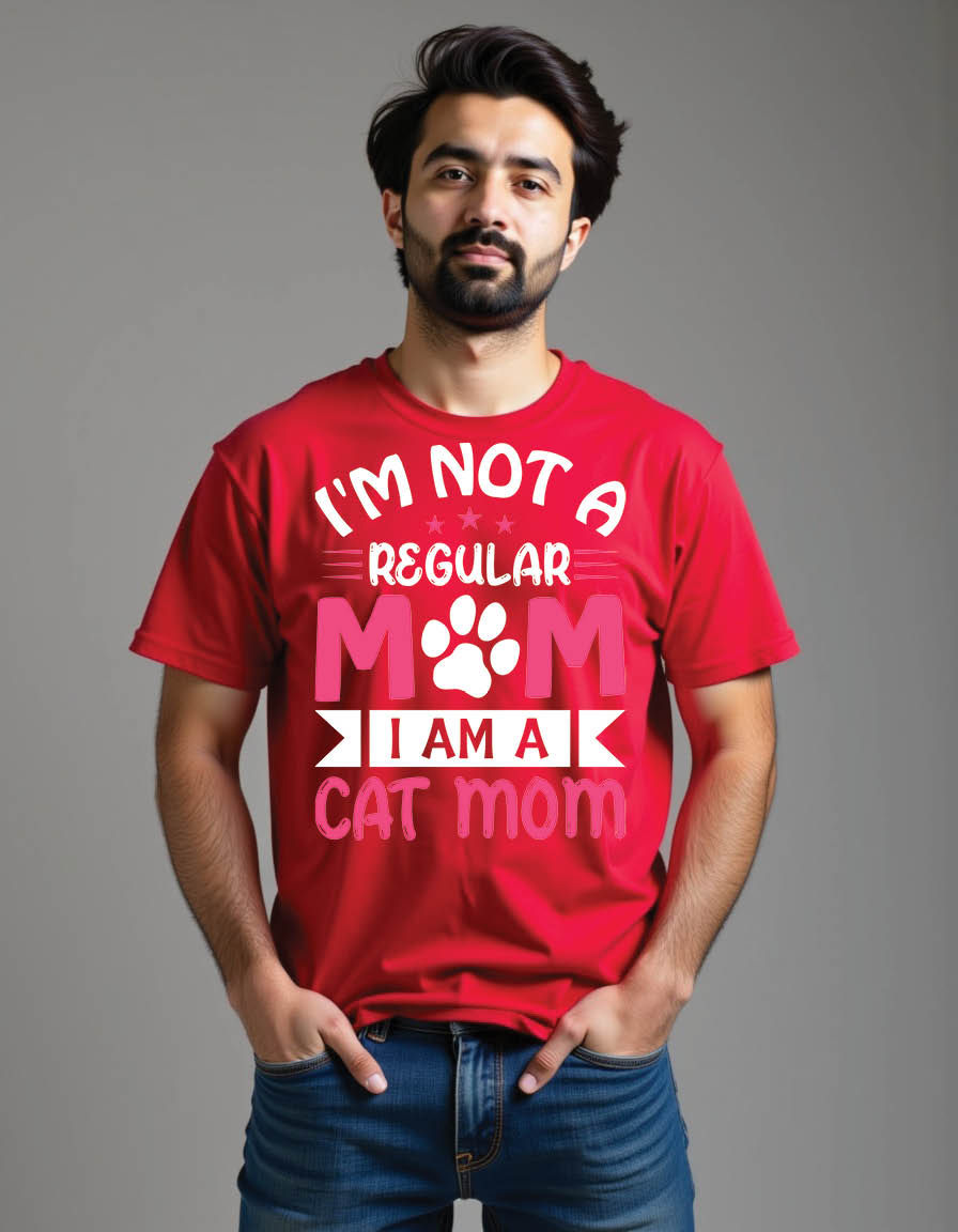 Thumbnail: i m regular mom i am cat mom mother mens printed graphic t shirt
