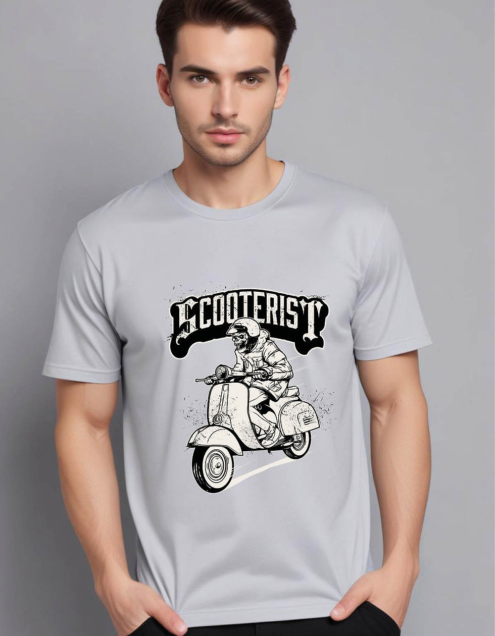 Thumbnail: skeleton riding scooter mens printed graphic t shirt