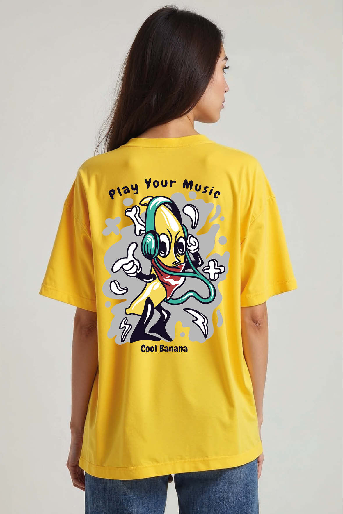 play your music cool banana Trendy Classic Unisex Oversized Drop Shoulder Tees